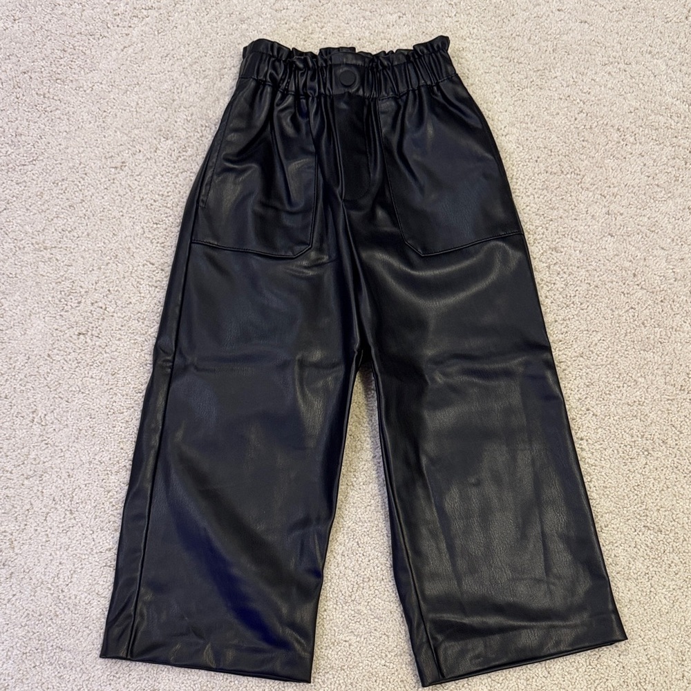 Zara Kids Black Faux Leather Pants